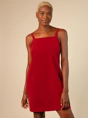 Wayre Sevilla Sleeveless Shift Sheath Mini Travel Dress in Merlot Red Size XXL